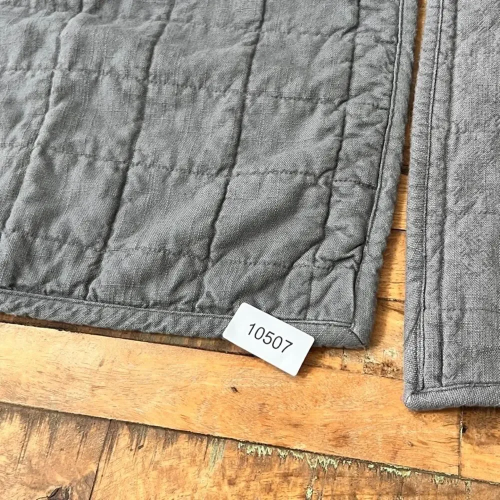 Casaluna Heavyweight Linen Blend Quilted Standard Pillow Shams Gray